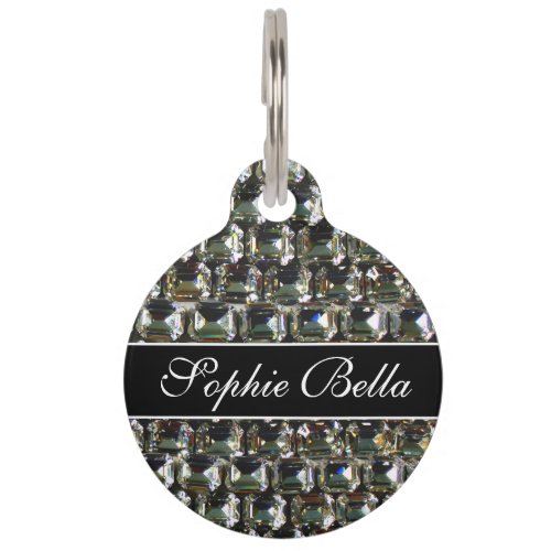 Diamonds gemstone jewelry pattern  pet ID tag