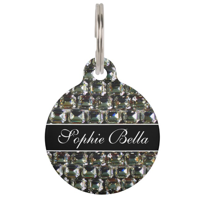 Diamonds, gemstone jewelry pattern  pet ID tag (Front)