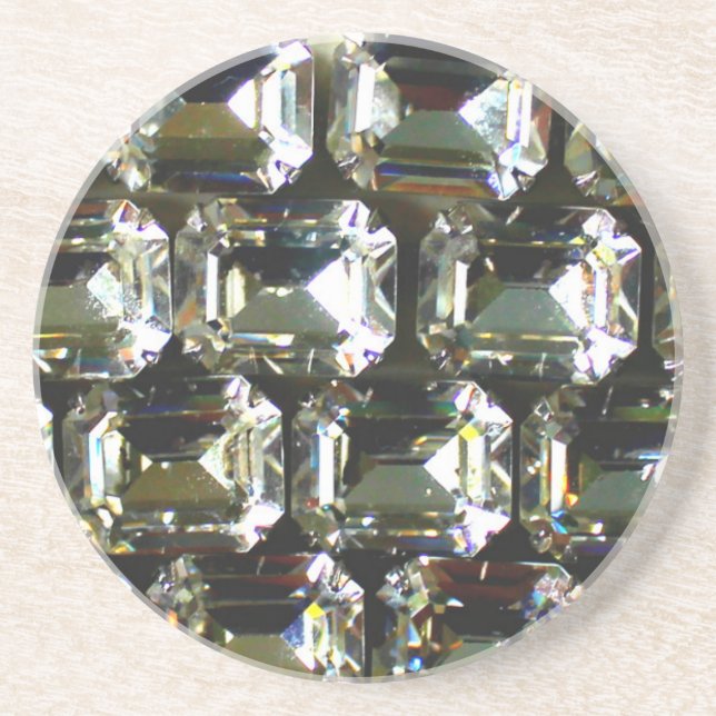 Diamonds gemstones rhinestones coaster (Front)