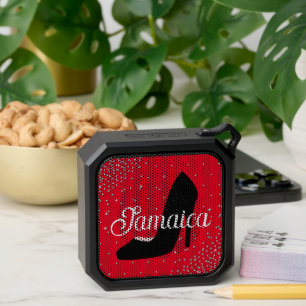 Diamonds Girly Heels Bling Red Name Bluetooth Speaker