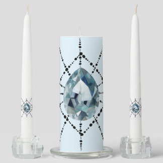 Diamonds Glittery Fun Diamonds Black And Blue  Unity Candle Set