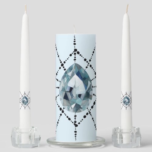 Diamonds Glittery Fun Diamonds Black And Blue  Unity Candle Set