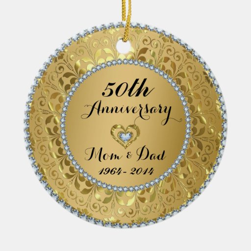 Diamonds & Gold 2 50th Wedding Anniversary Christmas Ornament