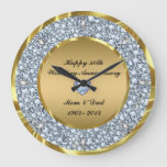 Diamonds &amp; Gold 50th Wedding Anniversary Large Clock at Zazzle