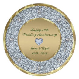 50th Wedding Anniversary Plates Zazzle Diamonds Gold 50th Wedding Anniversary Plate