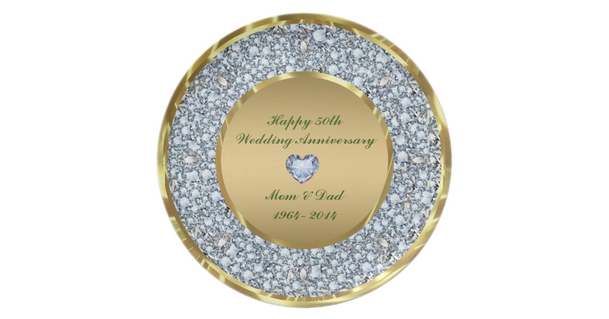 Diamonds Gold 50th Wedding Anniversary Plate Zazzle