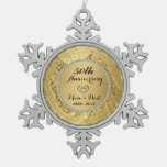 Diamonds &amp; Gold 50th Wedding Anniversary Snowflake Pewter Christmas Ornament at Zazzle