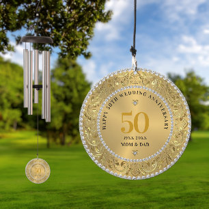 Diamonds Gold 50th Wedding Anniversary Wind Chime