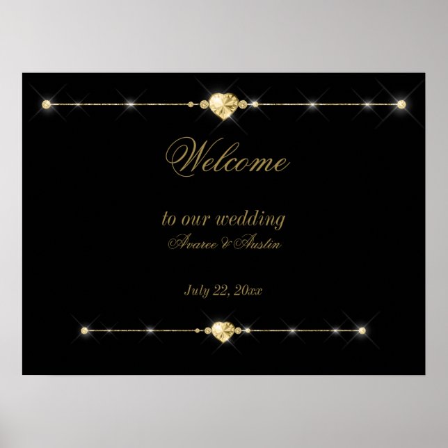 Diamonds Gold and Glitter Wedding Poster (Front)