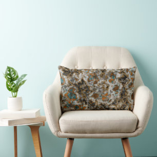 Diamonds Gold and Turquoise Lumbar Pillow