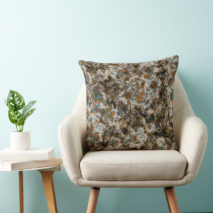 Diamonds Gold and Turquoise Throw Pillow