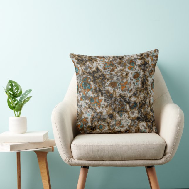 Diamonds Gold and Turquoise Throw Pillow (Chair)