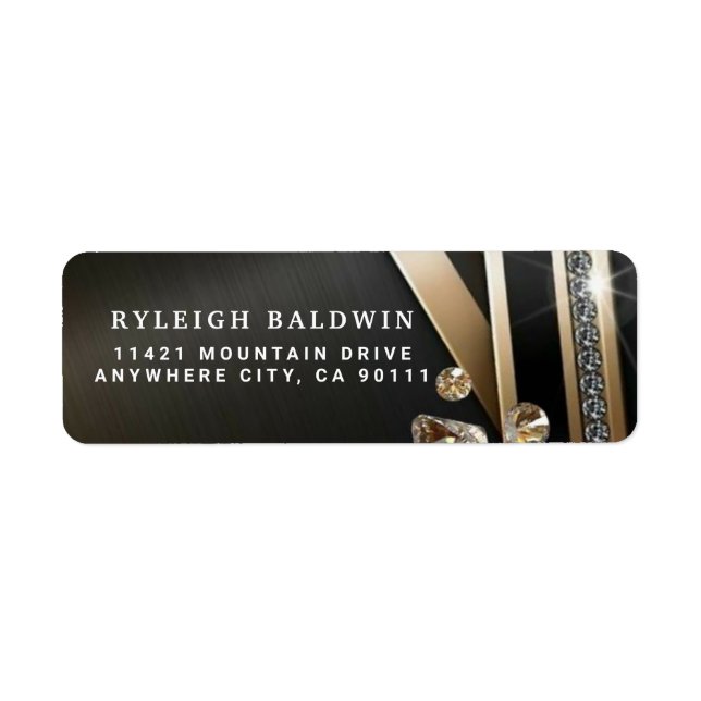Diamonds Gold Decorated Return Address Label (Front)