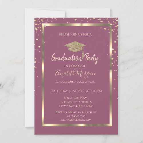 Diamonds Gold Graduation Cap Frame Graduation Invitation