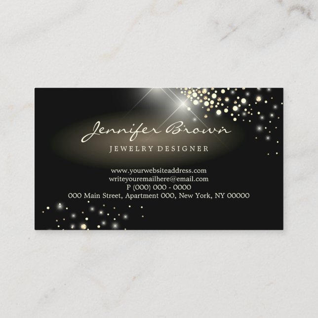 Diamonds Gold Luxes Shining Jewelry Business Card (Back)