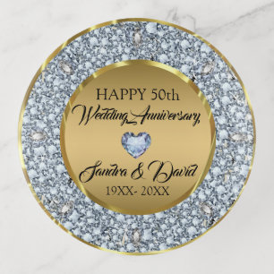 Diamonds & Gold Ring- 50th Wedding Anniversary Trinket Tray