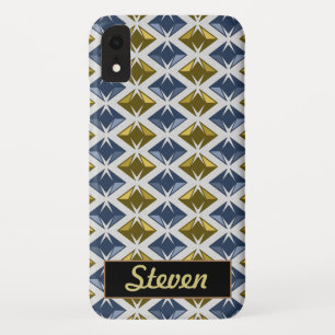 DIAMONDS Golden Blue Gems Custom Name iPhone XR Case