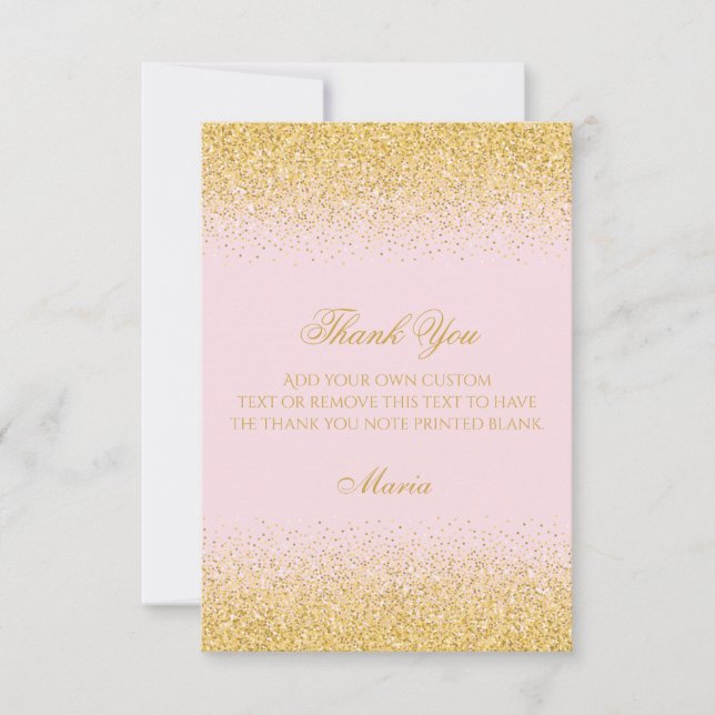 Diamonds & Golden Glitter Thank You Cards (Front)