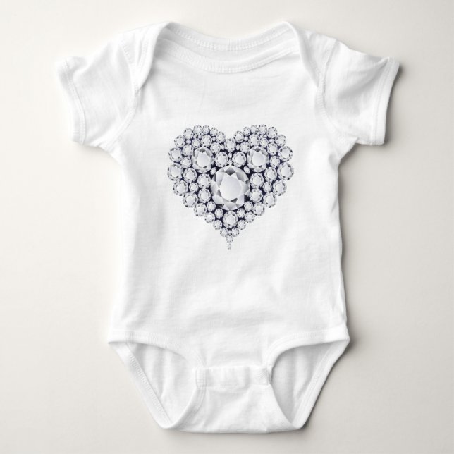 Diamonds Heart Gems Baby Bodysuit (Front)