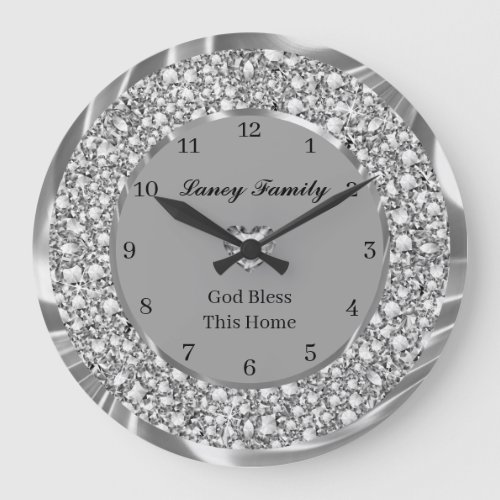 Diamonds Heart Large Clock