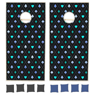 Diamonds Hearts Spades Clubs Playing Cards Pattern Cornhole Set