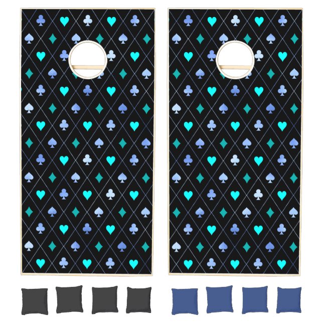 Diamonds Hearts Spades Clubs Playing Cards Pattern Cornhole Set (Set)