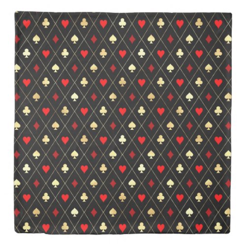 Diamonds Hearts Spades Clubs Playing Cards Pattern Duvet Cover
