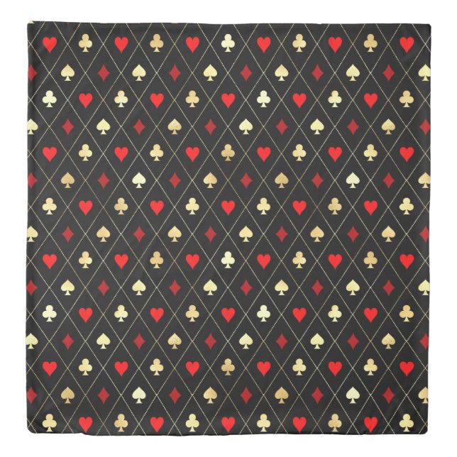 Diamonds Hearts Spades Clubs Playing Cards Pattern Duvet Cover (Front)