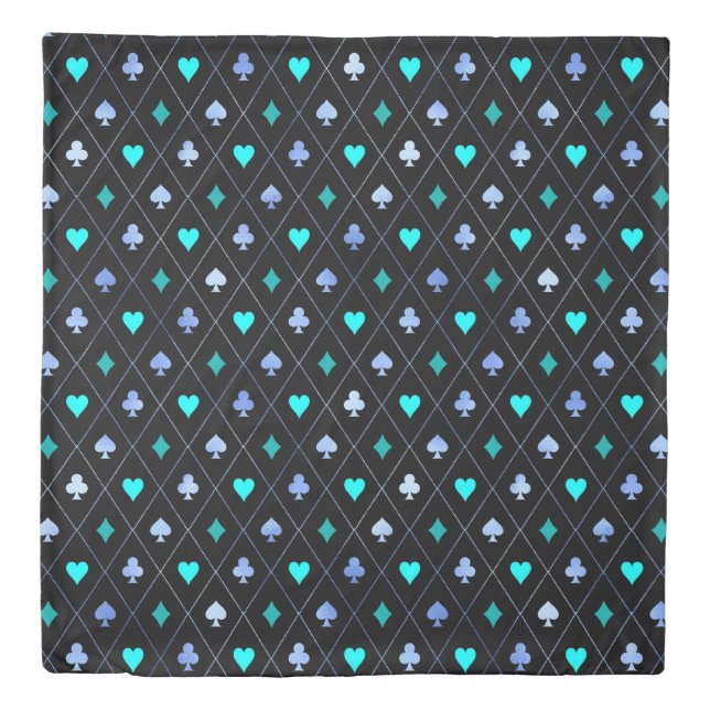 Diamonds Hearts Spades Clubs Playing Cards Pattern Duvet Cover (Front)