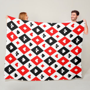 Diamonds Hearts Spades Clubs Playing Cards Pattern Fleece Blanket