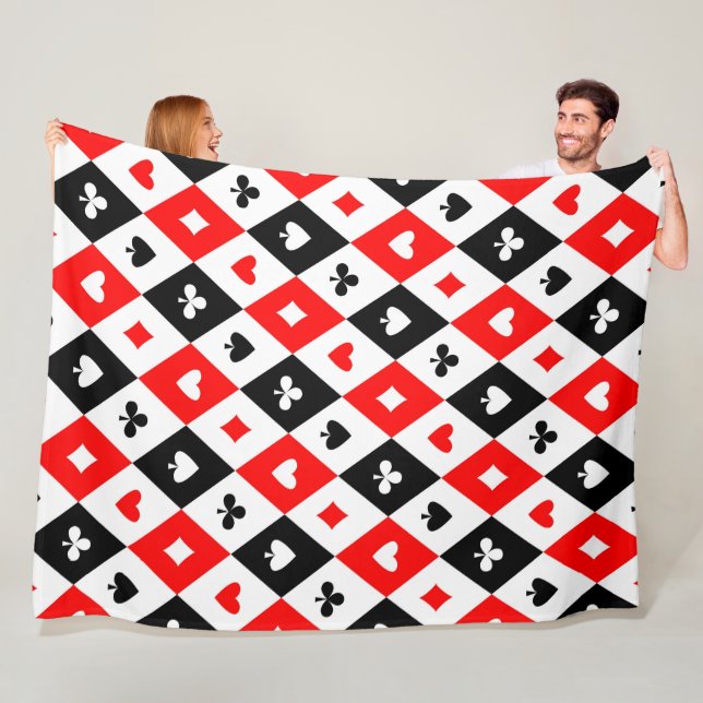 Diamonds Hearts Spades Clubs Playing Cards Pattern Fleece Blanket (In Situ)
