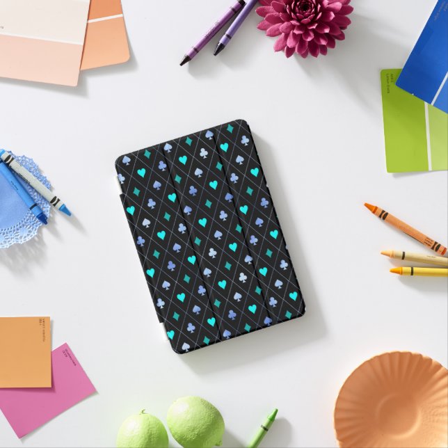 Diamonds Hearts Spades Clubs Playing Cards Pattern iPad Mini Cover (In Situ)