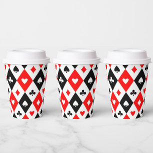 Diamonds Hearts Spades Clubs Playing Cards Pattern Paper Cups