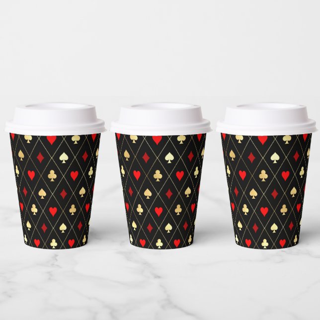 Diamonds Hearts Spades Clubs Playing Cards Pattern Paper Cups (Multi)