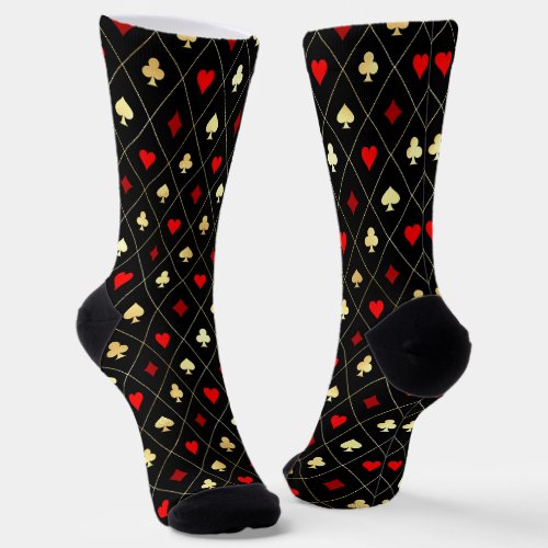 Diamonds Hearts Spades Clubs Playing Cards Pattern Socks
