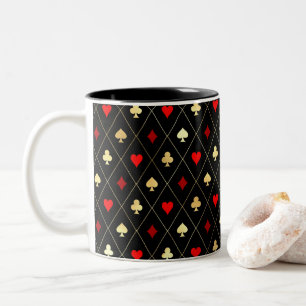 Diamonds Hearts Spades Clubs Playing Cards Pattern Two-Tone Coffee Mug