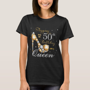 Diamonds High Heel Stepping into My 50th Birthday  T-Shirt