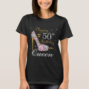 Diamonds High Heel Stepping into My 50th Birthday  T-Shirt
