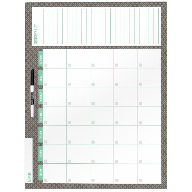Diamonds Home Calendar Planner Dry Erase Board (Front)