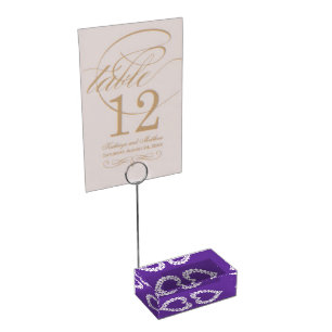 Diamonds in a heart purple table numbers stand