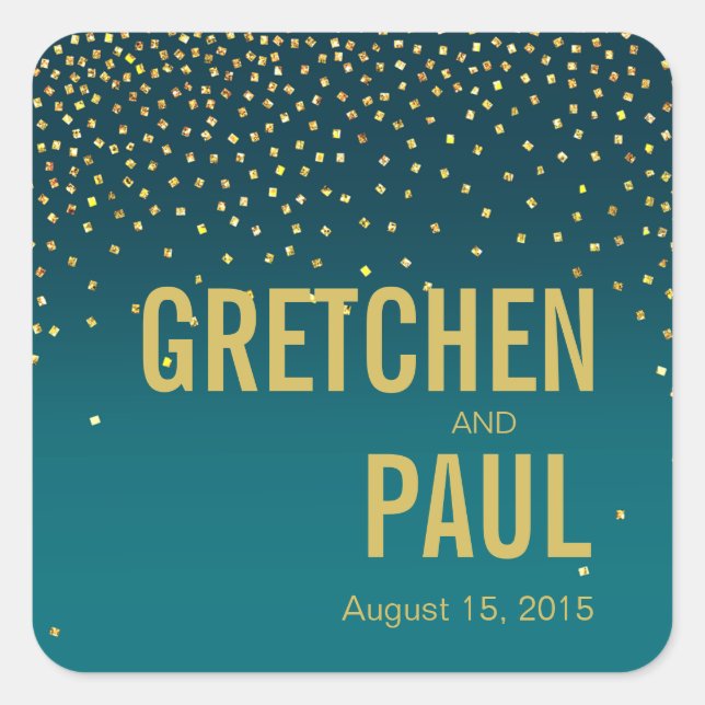 Diamonds in the Sky Favor Decal | turquoise Square Sticker (Front)