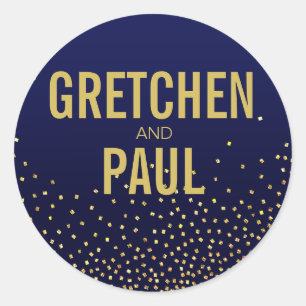 Diamonds in the Sky Favor navy Classic Round Sticker