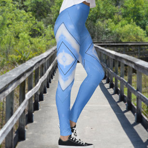 Diamonds in the Sky Tie Dye Look Blue and White Leggings