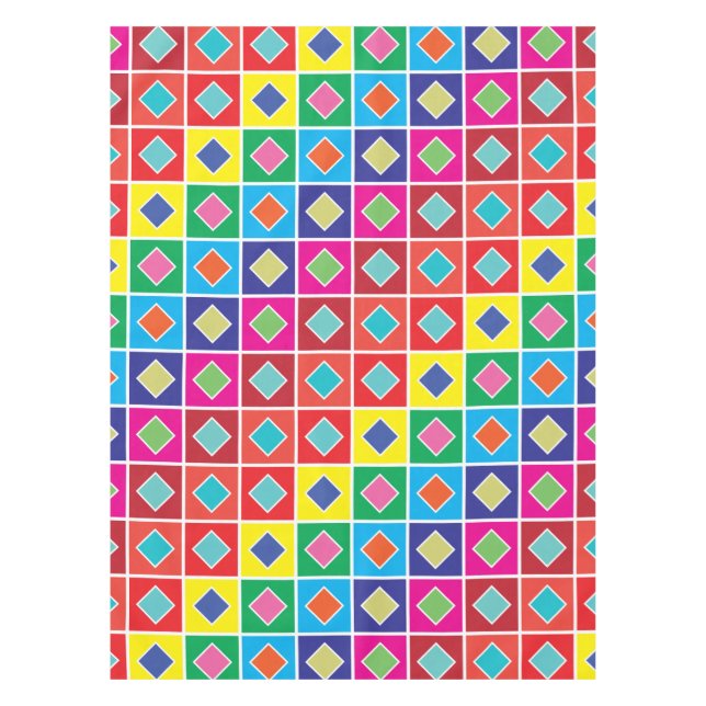 diamonds into the square color swatches tablecloth (Front)