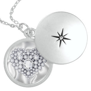 Diamonds Jeweled Heart Sterling Silver Locket
