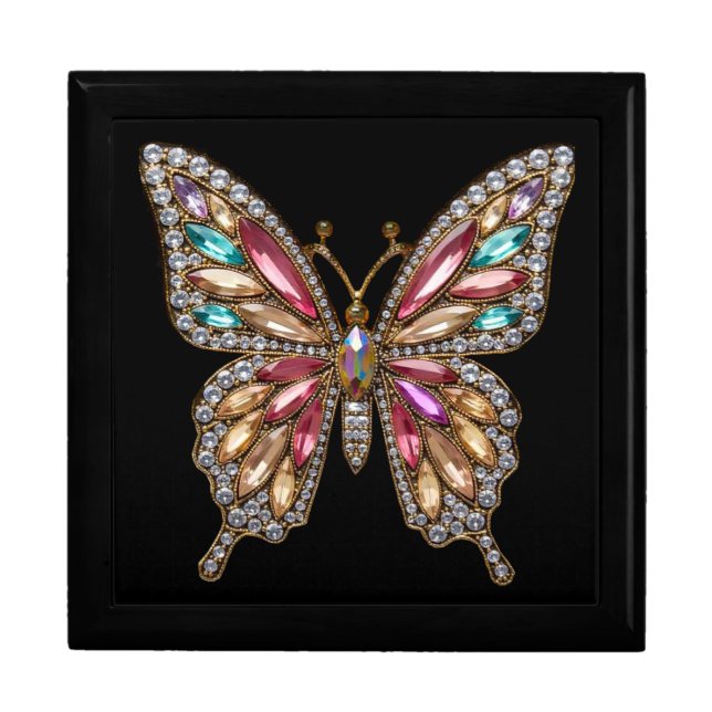 Diamonds Jeweled Rhinestone Butterfly Gift Box (Front)