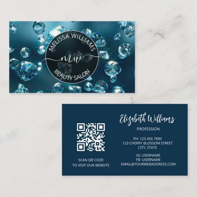  Diamonds Jeweler Jewelry Store Logo Business Card (Front/Back)