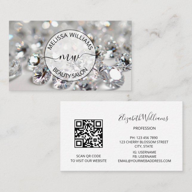  Diamonds Jeweler Jewelry Store Logo Business Card (Front/Back)