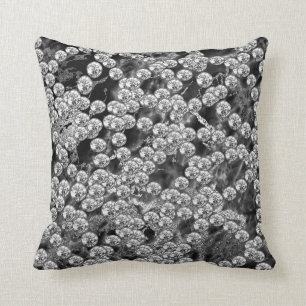 Diamonds Jewels Decor Silver Gray Marble Black VIP Throw Pillow