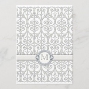 Diamonds & Lace, Monogrammed Wedding Dinner Menu